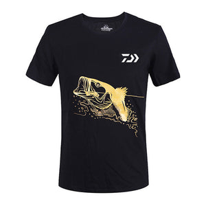 Daiwa Men O Neck Fishing T-shirt Fishing Clothing Black/White Short