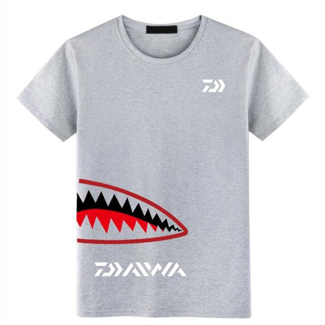 New Outdoor Fishing T-Shirt Men's Quick Dry Cooled T-Shirt Comfortable Breathable Round Neck Short Sleeved White Fishing Clothes
