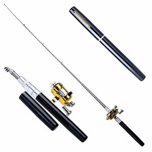 Portable Pocket Telescopic Mini Fishing Pole Pen Shape Folded Fishing Rod With Reel Wheel