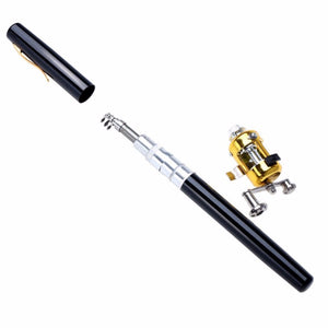 Portable Pocket Telescopic Mini Fishing Pole Pen Shape Folded Fishing Rod With Reel Wheel