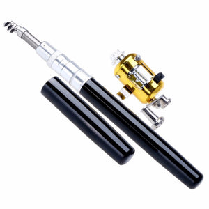 Portable Pocket Telescopic Mini Fishing Pole Pen Shape Folded Fishing Rod With Reel Wheel