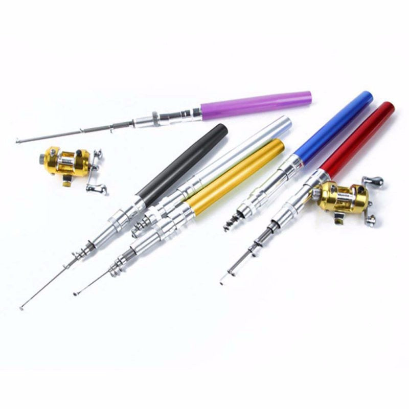 Portable Pocket Telescopic Mini Fishing Pole Pen Shape Folded Fishing Rod With Reel Wheel