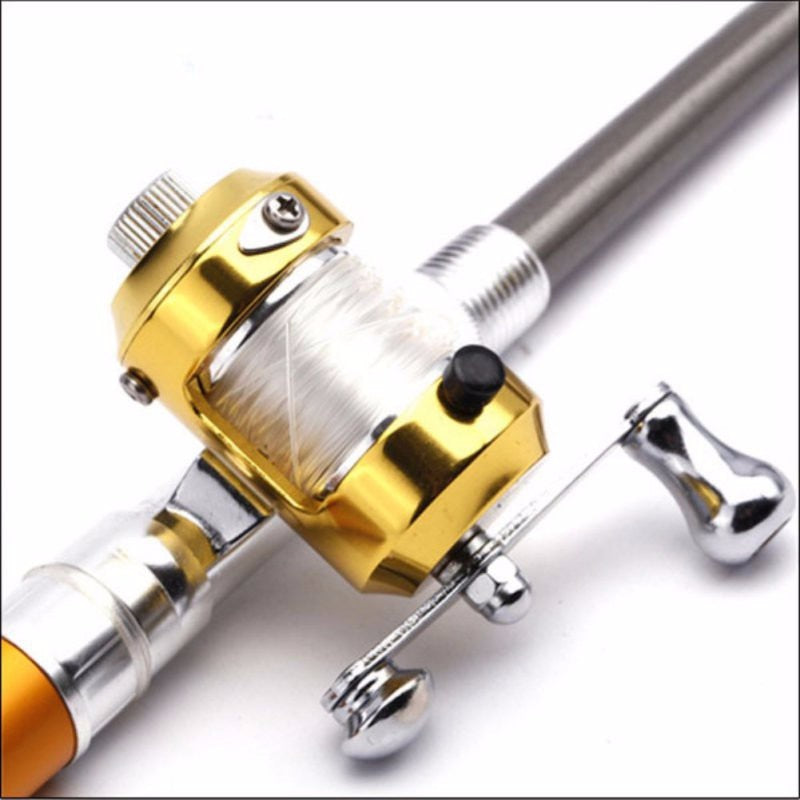 Portable Pocket Telescopic Mini Fishing Pole Pen Shape Folded Fishing Rod With Reel Wheel