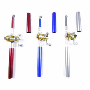 Portable Pocket Telescopic Mini Fishing Pole Pen Shape Folded Fishing Rod With Reel Wheel
