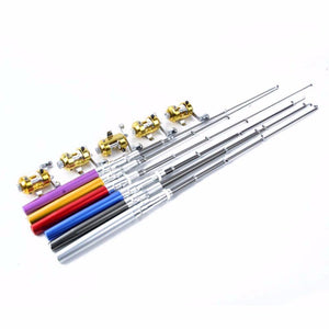 Portable Pocket Telescopic Mini Fishing Pole Pen Shape Folded Fishing Rod With Reel Wheel