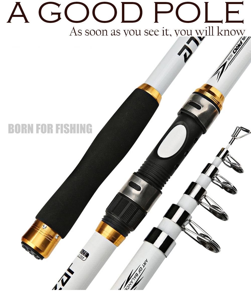 GHOTDA 2.1M -3.6M Carp Fishing Rod feeder Hard FRP Carbon Fiber Telescopic Fishing Rod fishing pole
