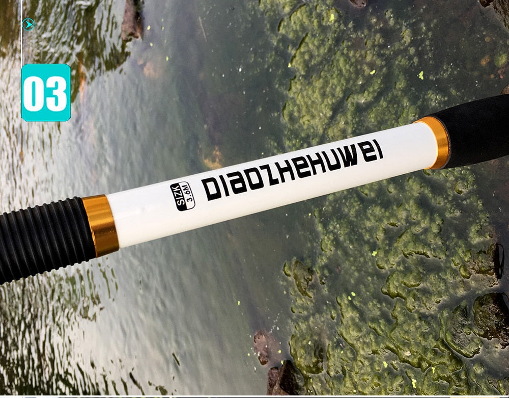 GHOTDA 2.1M -3.6M Carp Fishing Rod feeder Hard FRP Carbon Fiber Telescopic Fishing Rod fishing pole