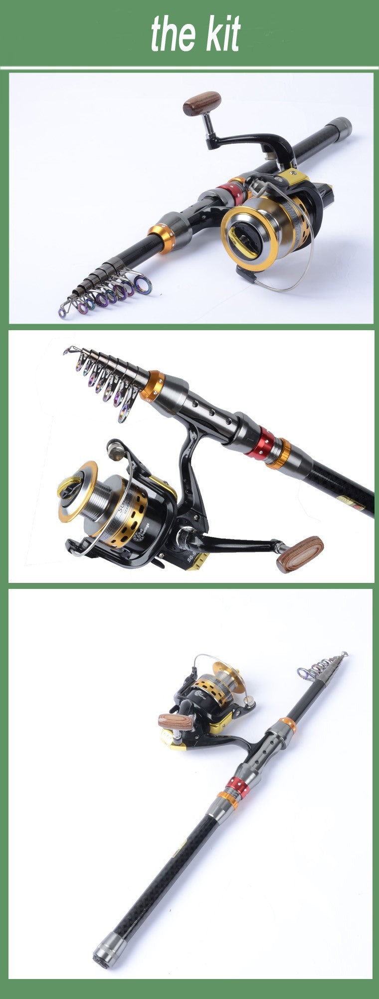 Carbon Fiber Telescopic Fishing Rod Portable Spinning Fishing Rod Pole Travel Sea Boat Rock Fishing Rod