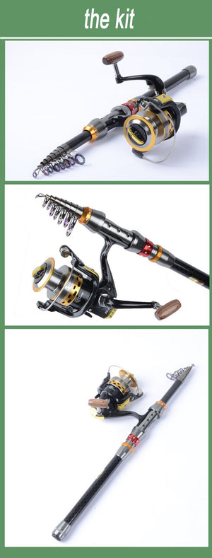 Carbon Fiber Telescopic Fishing Rod Portable Spinning Fishing Rod Pole Travel Sea Boat Rock Fishing Rod