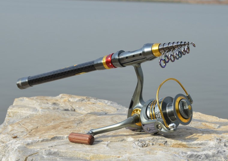 Carbon Fiber Telescopic Fishing Rod Portable Spinning Fishing Rod Pole Travel Sea Boat Rock Fishing Rod