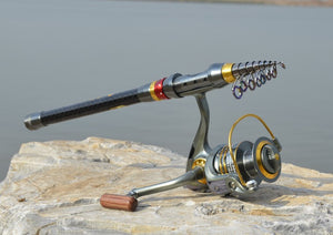 Carbon Fiber Telescopic Fishing Rod Portable Spinning Fishing Rod Pole Travel Sea Boat Rock Fishing Rod