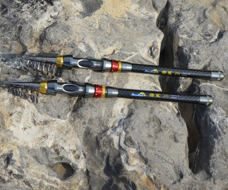 Carbon Fiber Telescopic Fishing Rod Portable Spinning Fishing Rod Pole Travel Sea Boat Rock Fishing Rod