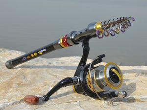 Carbon Fiber Telescopic Fishing Rod Portable Spinning Fishing Rod Pole Travel Sea Boat Rock Fishing Rod