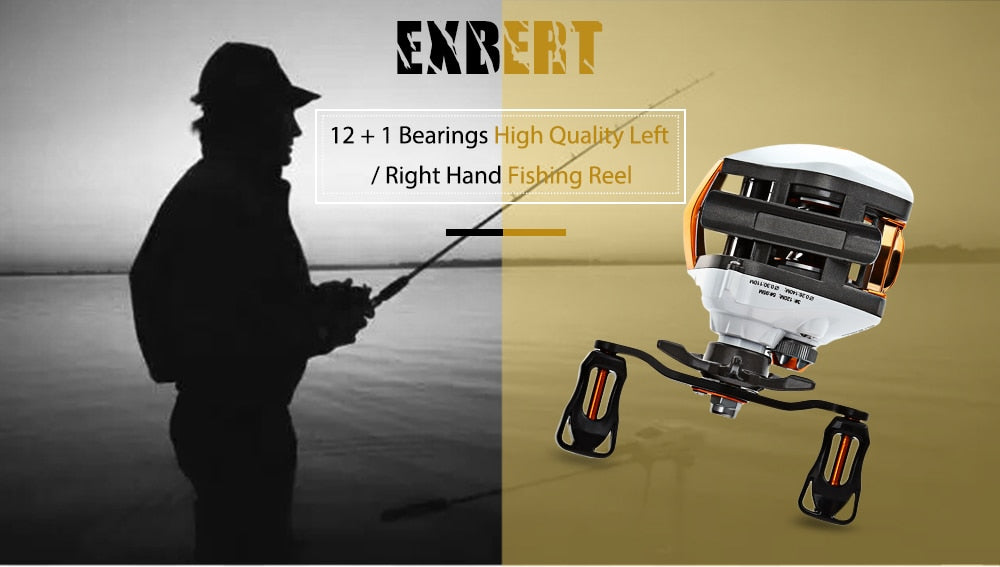 12 + 1 Bearings Waterproof Left / Right Hand Baitcasting Fishing Reel High Speed Fishing Reel with Magnetic Brake System
