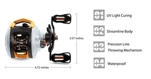 12 + 1 Bearings Waterproof Left / Right Hand Baitcasting Fishing Reel High Speed Fishing Reel with Magnetic Brake System