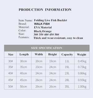 WALK FISH Portable EVA Fishing Bag Collapsible Fishing Bucket Live Fish Box Camping Water Container Pan Basin Tackle Storage Bag