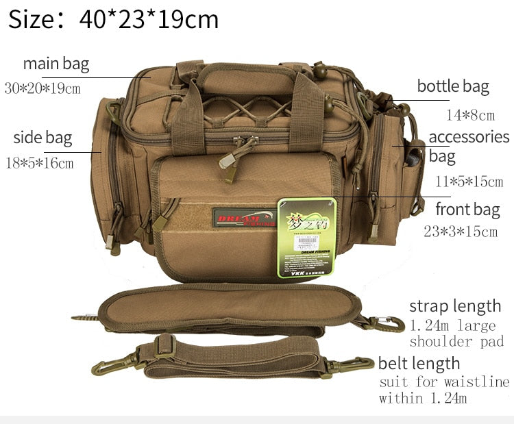 Dream Fishing Large Capacity Fishing Bag 40*23*19cm