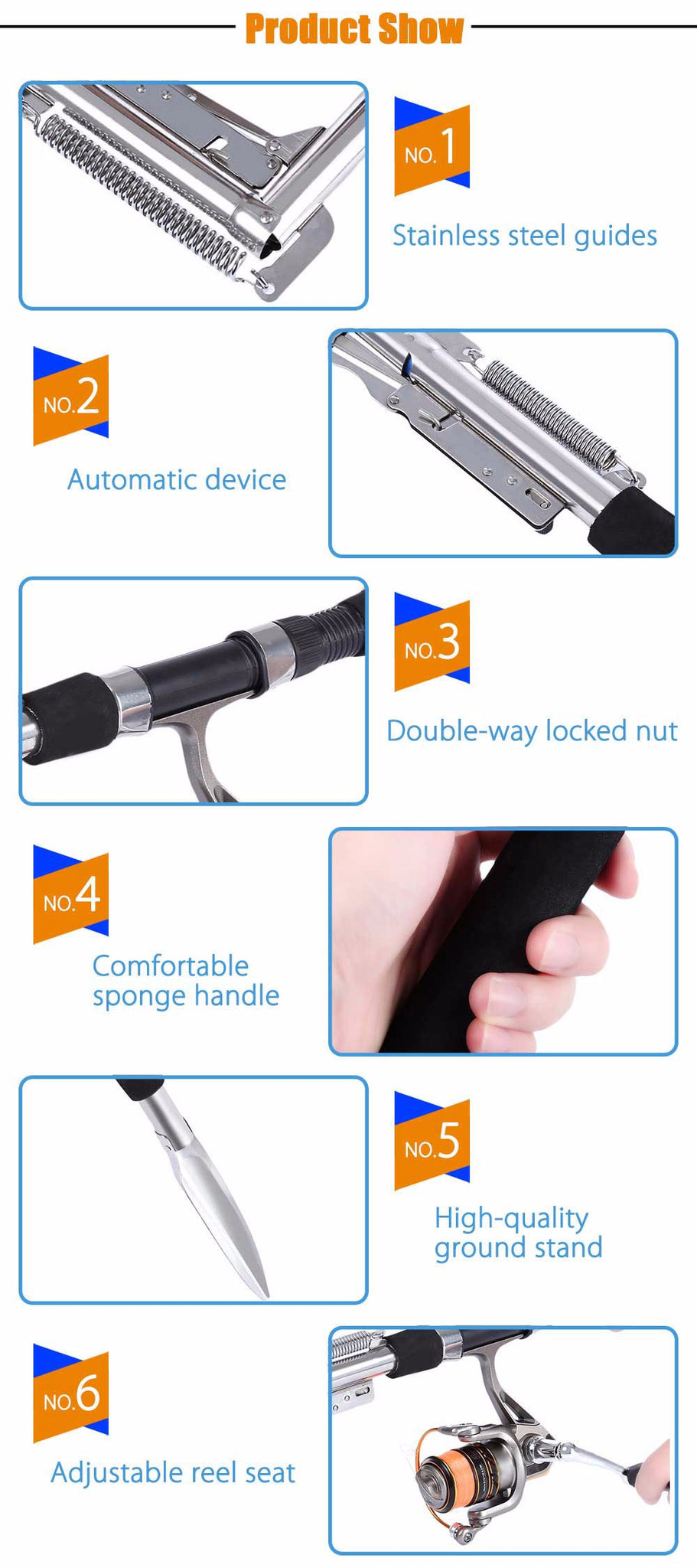 Automatic Fishing Rod High Quality Fish Pole 1.8M 2.1m 2.4m 2.7m  Sea River Lake Stainless Steel Fishing Rod spinning telescopic