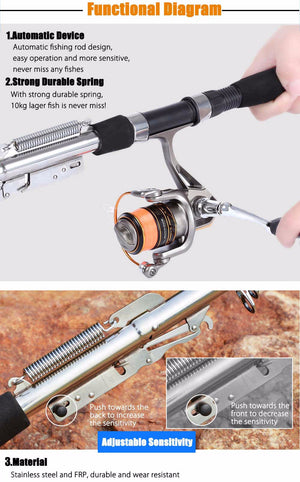 Automatic Fishing Rod High Quality Fish Pole 1.8M 2.1m 2.4m 2.7m  Sea River Lake Stainless Steel Fishing Rod spinning telescopic