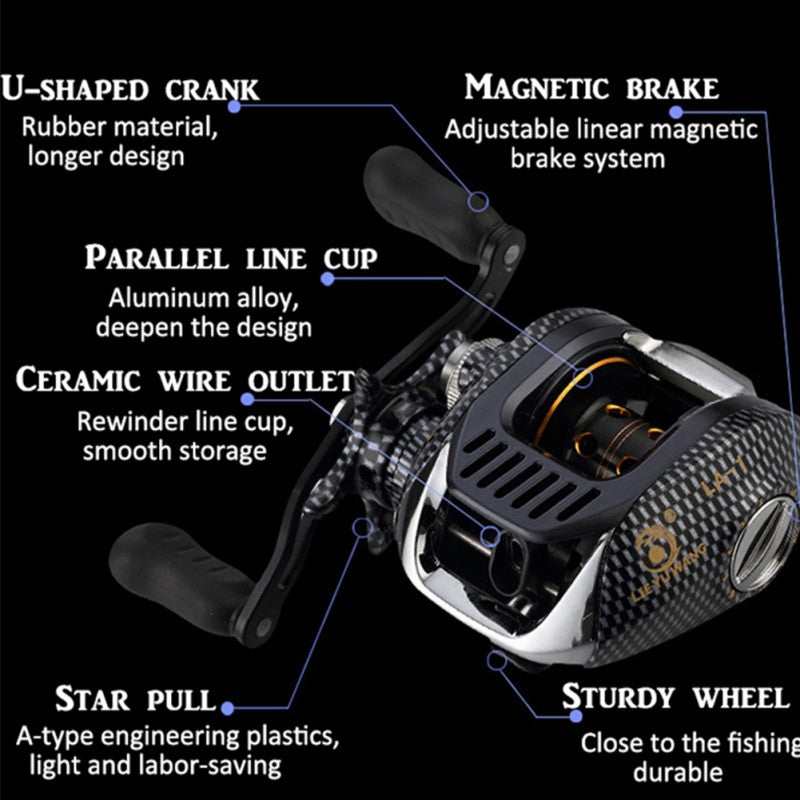 6.3:1 Baitcast Fishing Reel 13 Bearing Large Line Capacity Lightweight Left-handed Right-handed Bait Casting Fishing Wheel Tool
