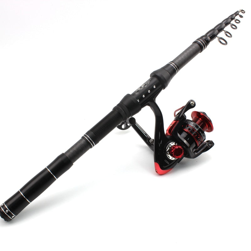 1.8m 2.1m 2.4m 2.7m 3.0m Carbon Fiber Telescopic Fishing Rod Portable Spinning Rod and Spinning Reels Multifunction set