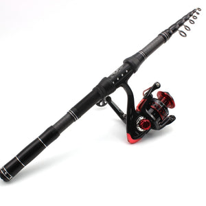 1.8m 2.1m 2.4m 2.7m 3.0m Carbon Fiber Telescopic Fishing Rod Portable Spinning Rod and Spinning Reels Multifunction set