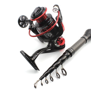 1.8m 2.1m 2.4m 2.7m 3.0m Carbon Fiber Telescopic Fishing Rod Portable Spinning Rod and Spinning Reels Multifunction set