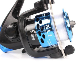 Mounchain 3 axis Fishing Reel Aluminum Body Spinning Reel 5.2:1 Speed Ratio Left/Right Hand Fishing Wheel 40M Fishing Line whee