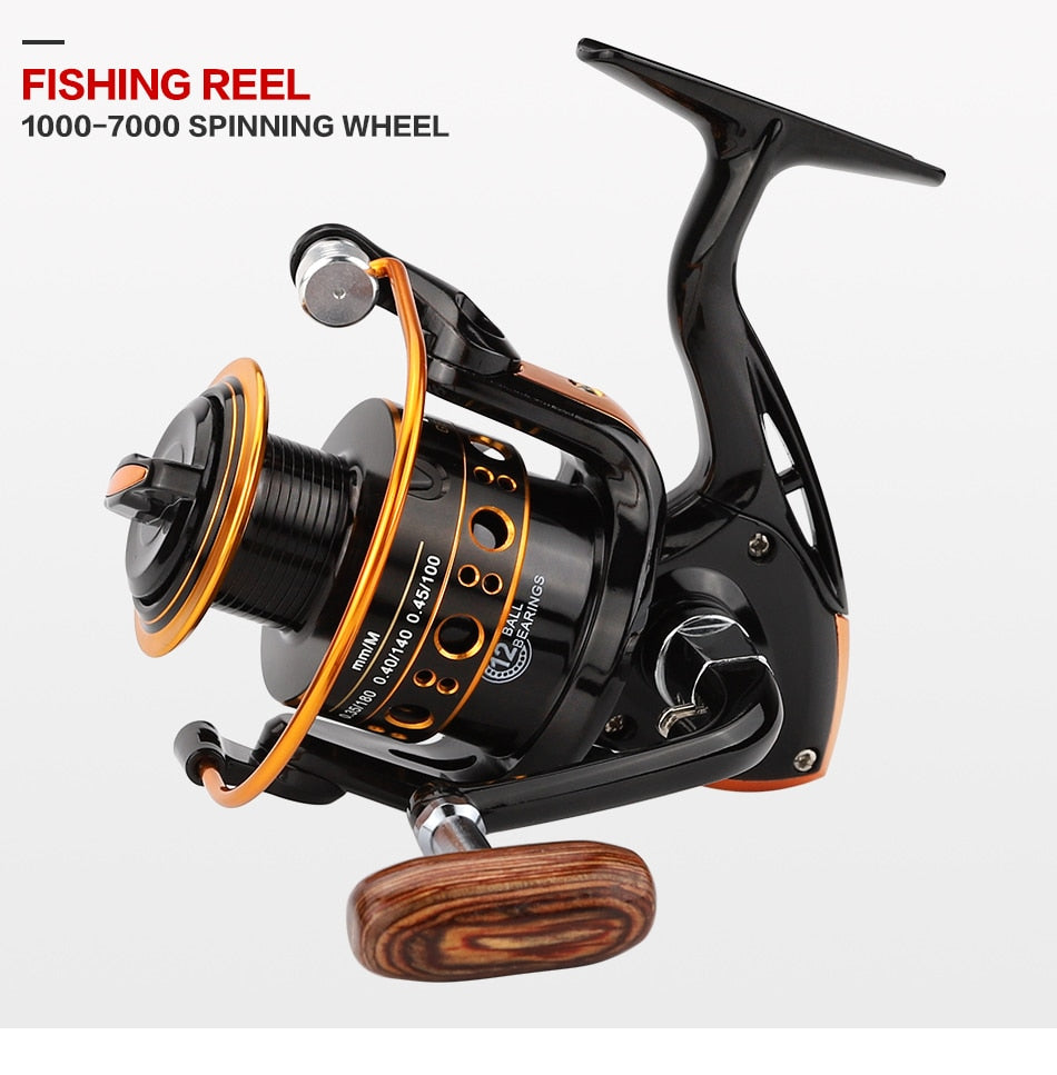 JACKFISH 12BB Spinning Fishing Reel Fishing Wheel for Saltwater Metal Spool Fishing Reels carpa molinete de pesca fishing tackle