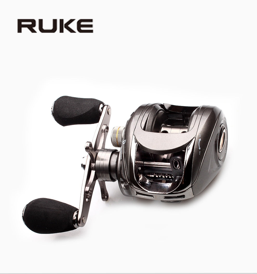 Ruke Fishing Reel Casting Reel Gear Ratio 5.1 :1 Aluminum Spool Magnetic Brake Bearing 5+1 EVA Knob 218g Max Drag 4.5KG