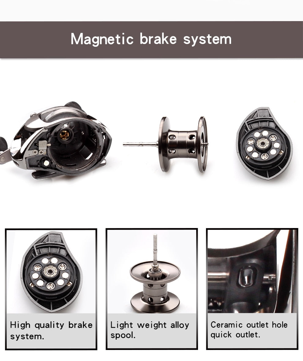 Ruke Fishing Reel Casting Reel Gear Ratio 5.1 :1 Aluminum Spool Magnetic Brake Bearing 5+1 EVA Knob 218g Max Drag 4.5KG