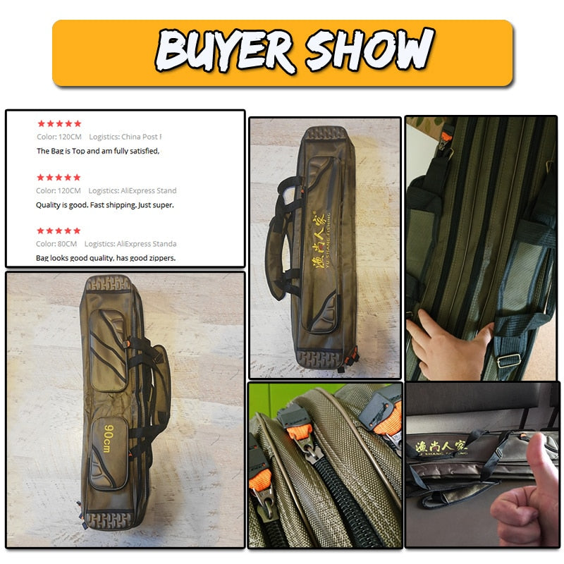Portable Fishing Bags 3 Layer Large Capacity Fishing Pole Tools Storage Bag Nylon Waterproof Tackle Gear Carrier Shoulder Bag