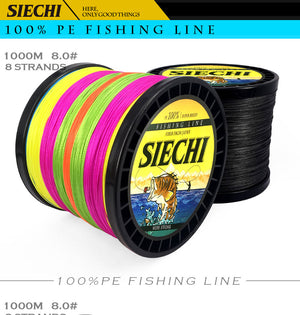SIECHI 8 Strands 1000M 500M 300M PE Braided Fishing Line tresse peche