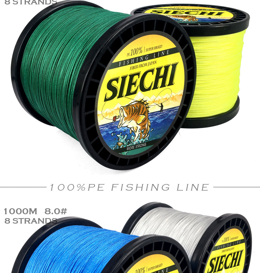 SIECHI 8 Strands 1000M 500M 300M PE Braided Fishing Line tresse peche