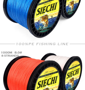 SIECHI 8 Strands 1000M 500M 300M PE Braided Fishing Line tresse peche