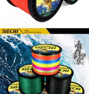SIECHI 8 Strands 1000M 500M 300M PE Braided Fishing Line tresse peche