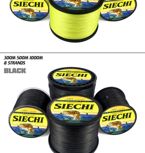 SIECHI 8 Strands 1000M 500M 300M PE Braided Fishing Line tresse peche