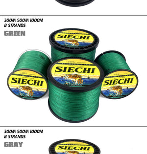 SIECHI 8 Strands 1000M 500M 300M PE Braided Fishing Line tresse peche