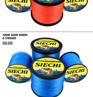 SIECHI 8 Strands 1000M 500M 300M PE Braided Fishing Line tresse peche