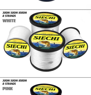 SIECHI 8 Strands 1000M 500M 300M PE Braided Fishing Line tresse peche