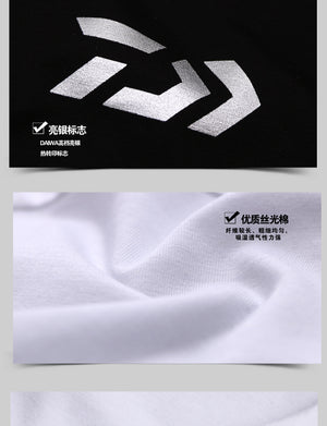 Daiwa Men O Neck Fishing T-shirt Fishing Clothing Black/White Short