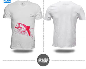Daiwa Men O Neck Fishing T-shirt Fishing Clothing Black/White Short