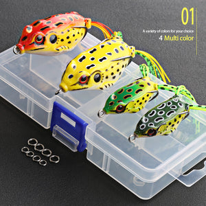 4pcs/Box Ray Frog Soft Fishing Lures 6g 9g 13g Double Hooks Top water Ray Frog Artificial Soft Bait Winter fishing Accessories