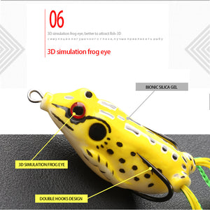 4pcs/Box Ray Frog Soft Fishing Lures 6g 9g 13g Double Hooks Top water Ray Frog Artificial Soft Bait Winter fishing Accessories