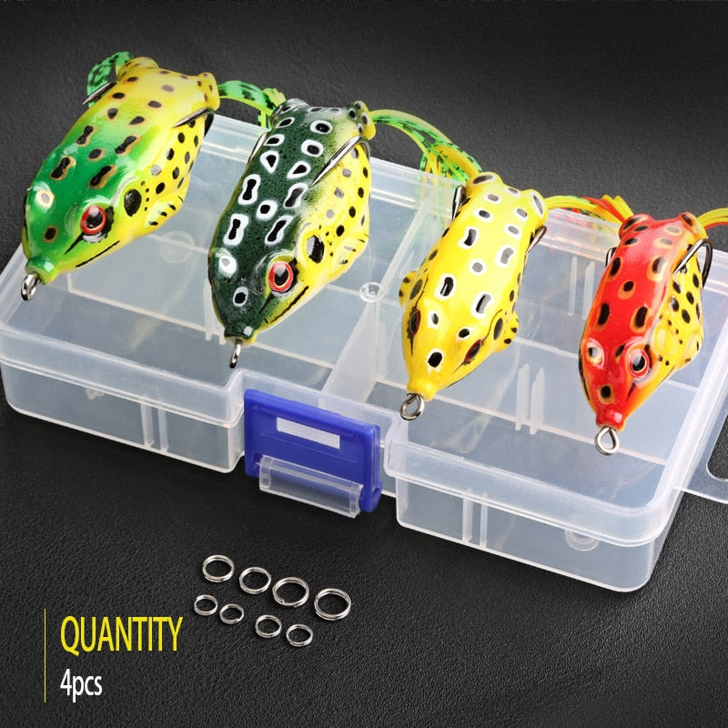 4pcs/Box Ray Frog Soft Fishing Lures 6g 9g 13g Double Hooks Top water Ray Frog Artificial Soft Bait Winter fishing Accessories