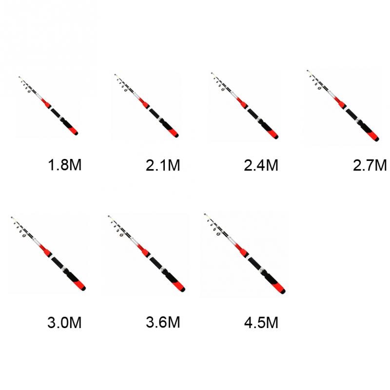 1.8M 2.1M 2.4M 2.7M 3.0M 3.6M 4.5M Portable Telescopic Fishing Rod Glass Fiber Fishing Pole Travel Sea Fishing Spinning Rod