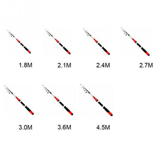 1.8M 2.1M 2.4M 2.7M 3.0M 3.6M 4.5M Portable Telescopic Fishing Rod Glass Fiber Fishing Pole Travel Sea Fishing Spinning Rod