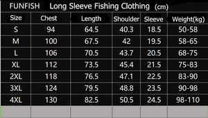 FUNFISH Fishing Clothing L XL XXL 3XL