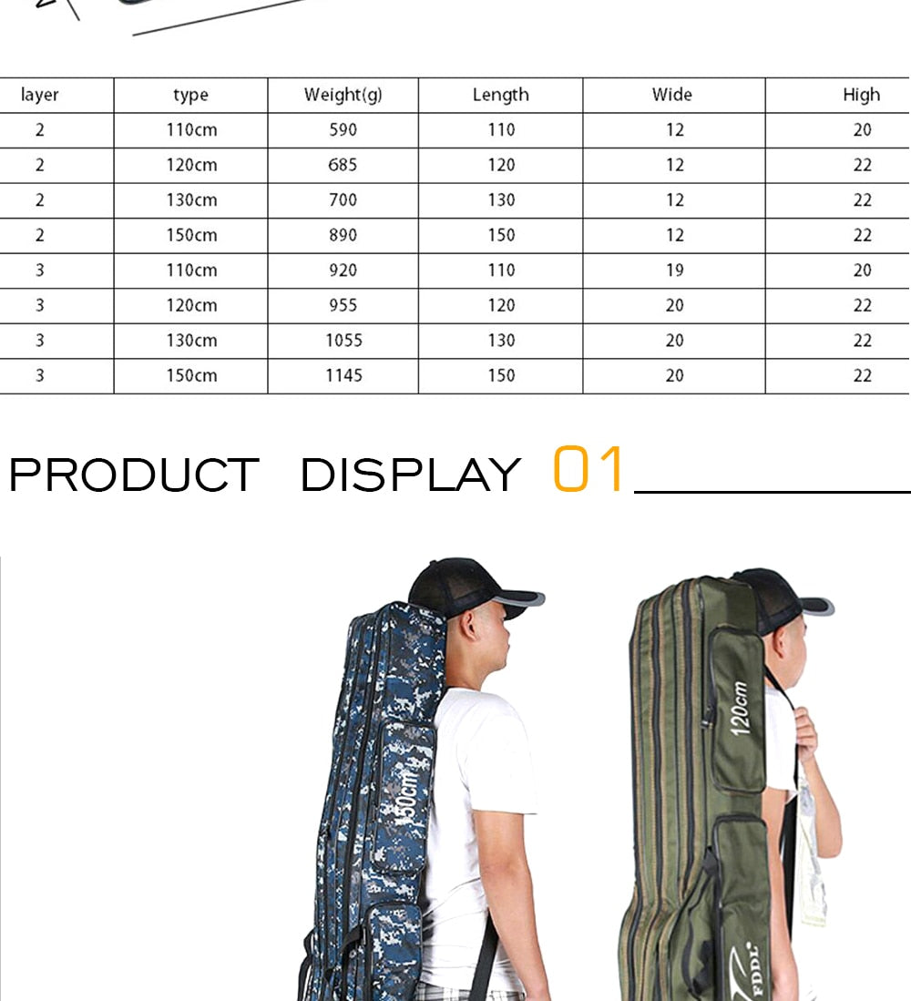 FDDL Fishing Rod bag Carrier Fishing Reel Pole Storage Bag 110cm / 120cm / 130cm / 150cm