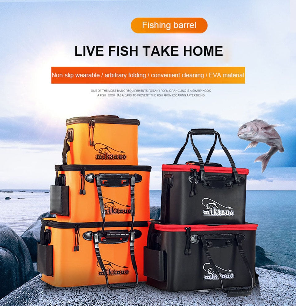 Loogdeel Portable Zipper Fishing Bucket Outdoor Folding EVA Fishing Bag live fish bucket 5 Sizes Camping Hiking Fishing Bag